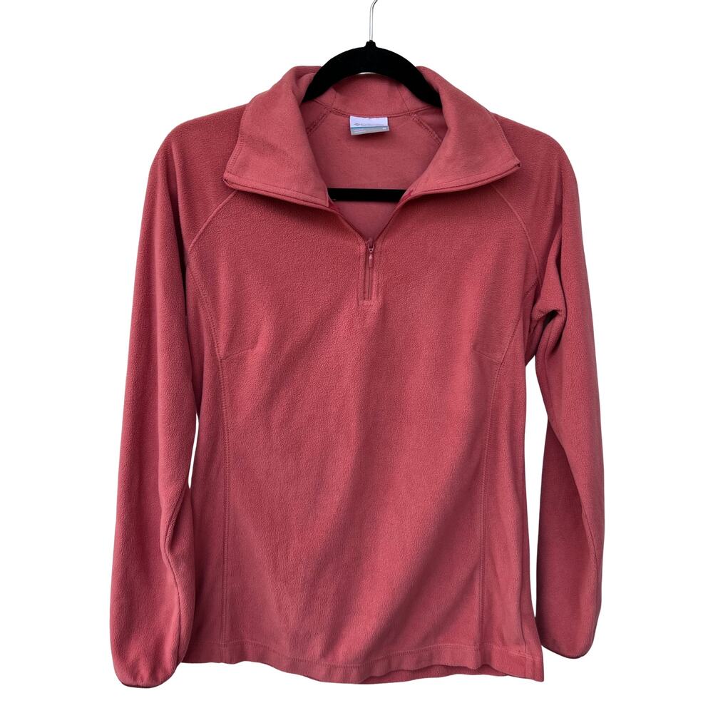 Columbia Womens Peach Fleece Quarter Zip Pullover Medium Lightweight Soft Cozy‎